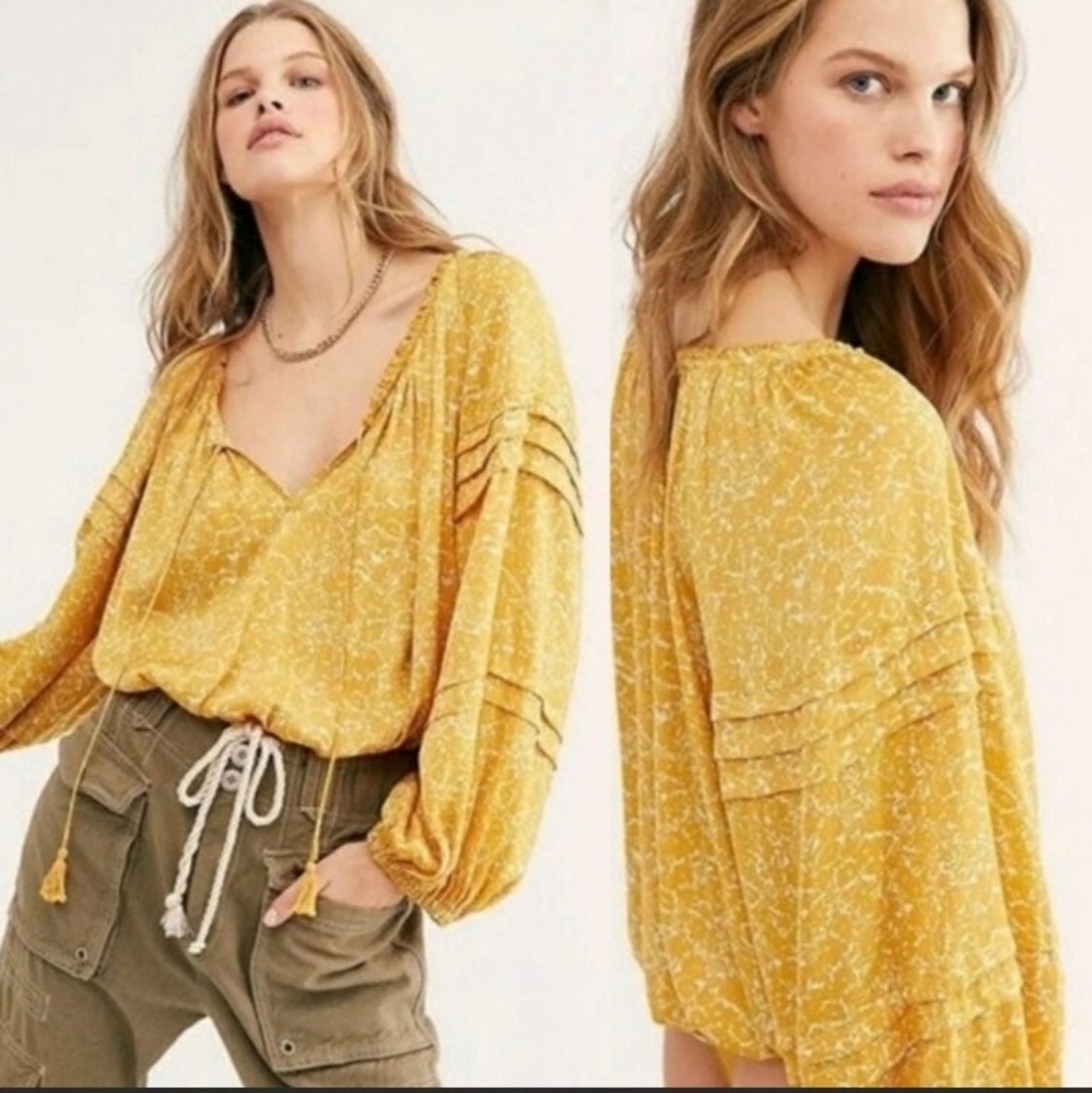 NWT: Free People Intimely Peasant blouse bodysuit